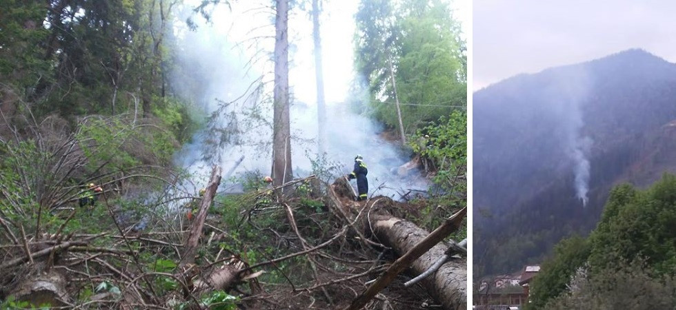 Canal San Bovo, divampano le fiamme nei boschi devastati da Vaia: per domarle intervengono i vigili del fuoco e l’elicottero